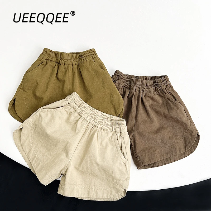 Summer Children Shorts 1-8Y Boys Girls Cotton Daily Short Pants Solid Casual Trousers Korean Toddler Wear Kids Clothing 2024 New