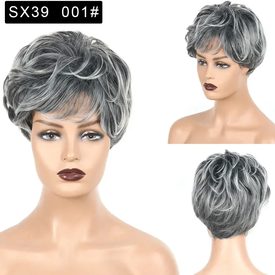 Glamorous Short Wavy Wig in Stunning Gradient Gray for Daily Wear, Stage Performance and Fashion Shoot for European Women