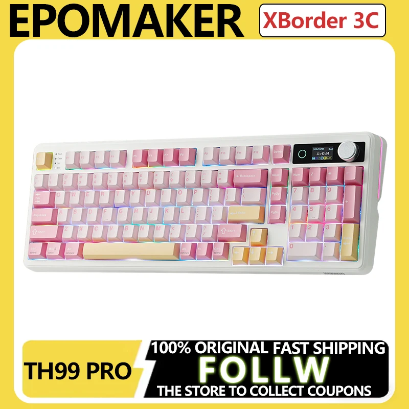 

EPOMAKER TH99 PRO US Layout Gasket-Mounted 96% ANSI Wired/BT/2.4Ghz Wireless Mechanical Gaming Keyboard with Screen & Knob Gift