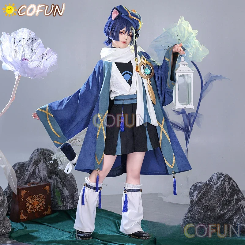 COFUN Genshin Impact Wanderer Scaramouche Cosplay Costume Hat Full Set For Adult Premium Edition Halloween Carnival Clothes