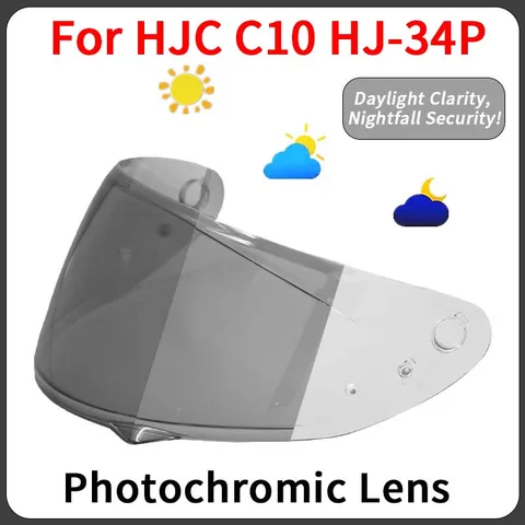 Фотохромный козырек C10, линза для мотоциклетного шлема для HJC c10 hj 34p HJ-34P, замена анти-УФ-пылезащитного ветрозащитного щитка, аксессуары