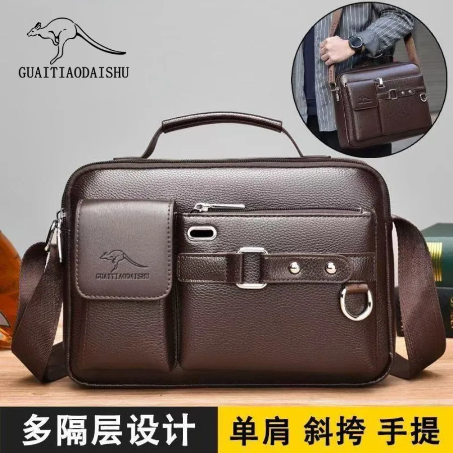 

【New style】- explosion men's briefcase oblique span men's shoulder bag men's handbag high-end business bag large capacity