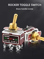 Retro rocker switch vintage shift lever full brass handle single and double control toggle switch 15A250VAC light switch
