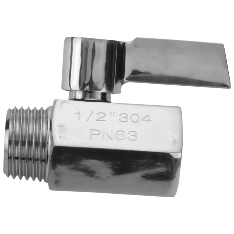 

304 Stainless Steel Mini Ball Valve(1/2 Inch Female X Male) NPT Thread, Water Flow Regulator Head Control Valve