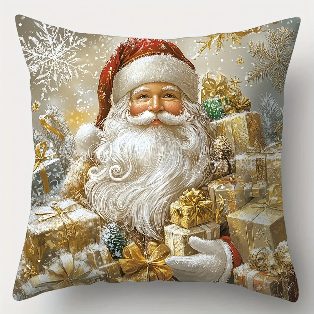 Christmas Pillowcase, Golden Santa Claus, Snowman,  Beautiful and Practical ,suitable for Home and Outdoor Sofa Decoration