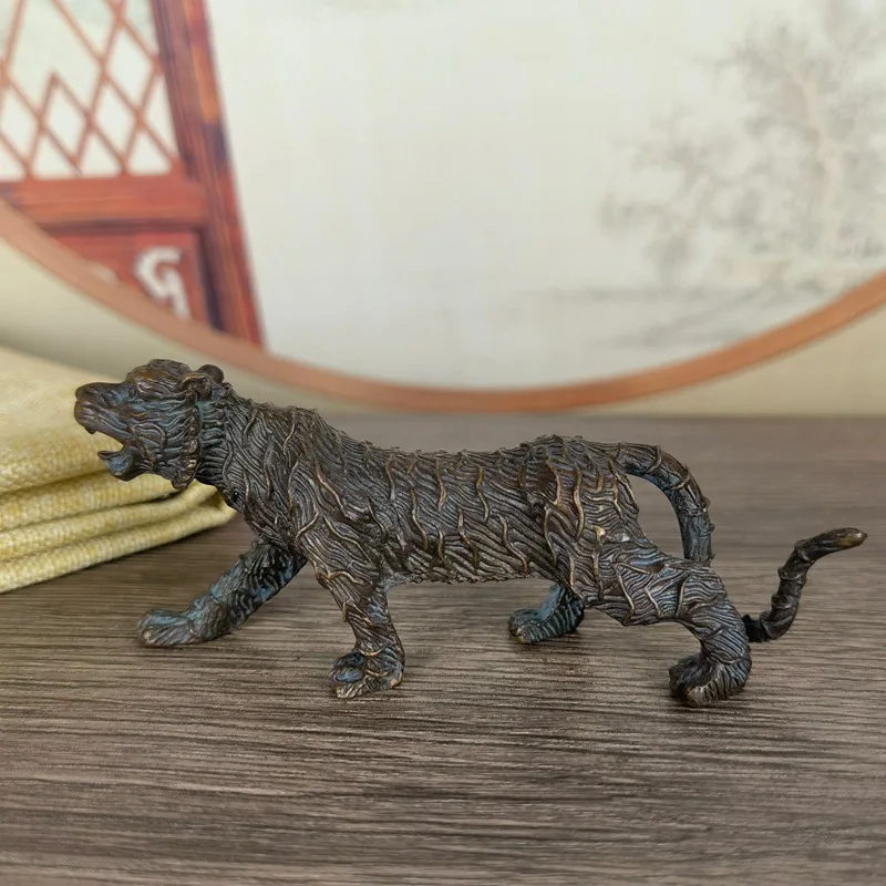 Tiger Decoration Mini Put Porcelin Study Room Decoration Pressure Paper and Pen on Tea Ornaments Animal Solid Copper Tiger