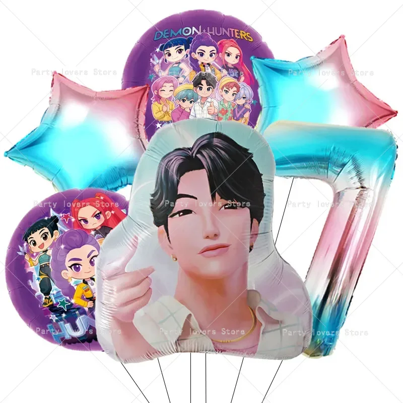 Anime-Figur Geburtstagszahlen 1-9 Ballon-Set Niedliche Party-Deko Luftballons 6 Stück Aluminiumfolie Ballon Deko-Werkzeug Foto-Requisiten Geschenk