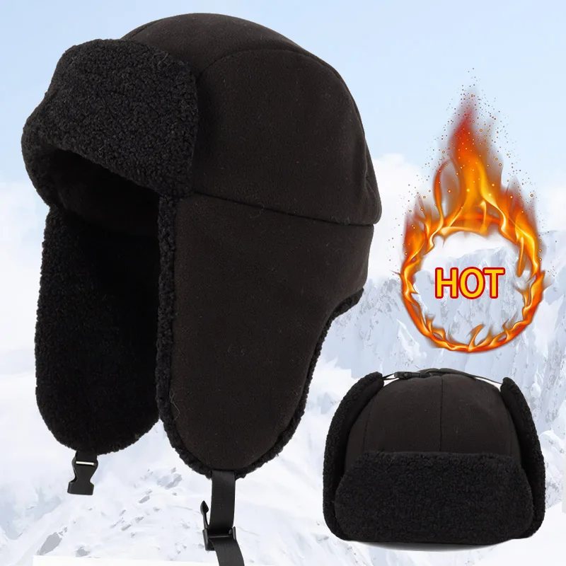 Chapeau d'hiver à oreillettes pour hommes, Ushanka soviétique 2025, polaire russe, chapeaux de bombardier en fausse fourrure, garde au chaud, chapeau de trappeur d'aviateur de neige