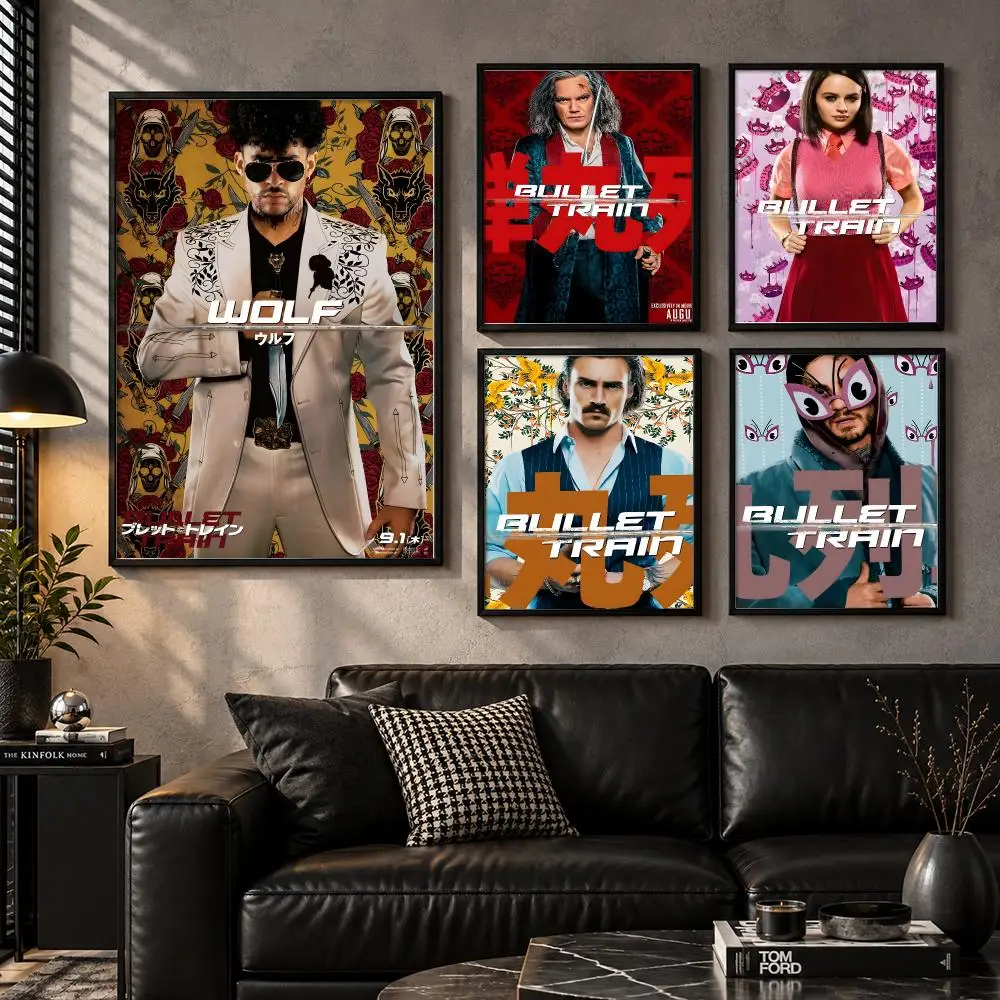 Bullet Train High-Speed Assassin Action Comedy Thriller Film Poster Aesthetic Unframed Wall Prints for Bedroom & Living Room