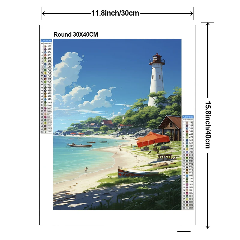 2024 New 5D DIY lighthouse Diamond Painting Kit lighthouse Diamond Embroidery Color Oil Painting Hand Mosaic art home decor