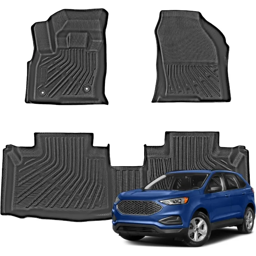 

Floor Mats for Edge 20152024 All Weather TPE Mat 3PC Black 1st 2nd Row Full Car Accessories Liner Set Designed for Complete Pr