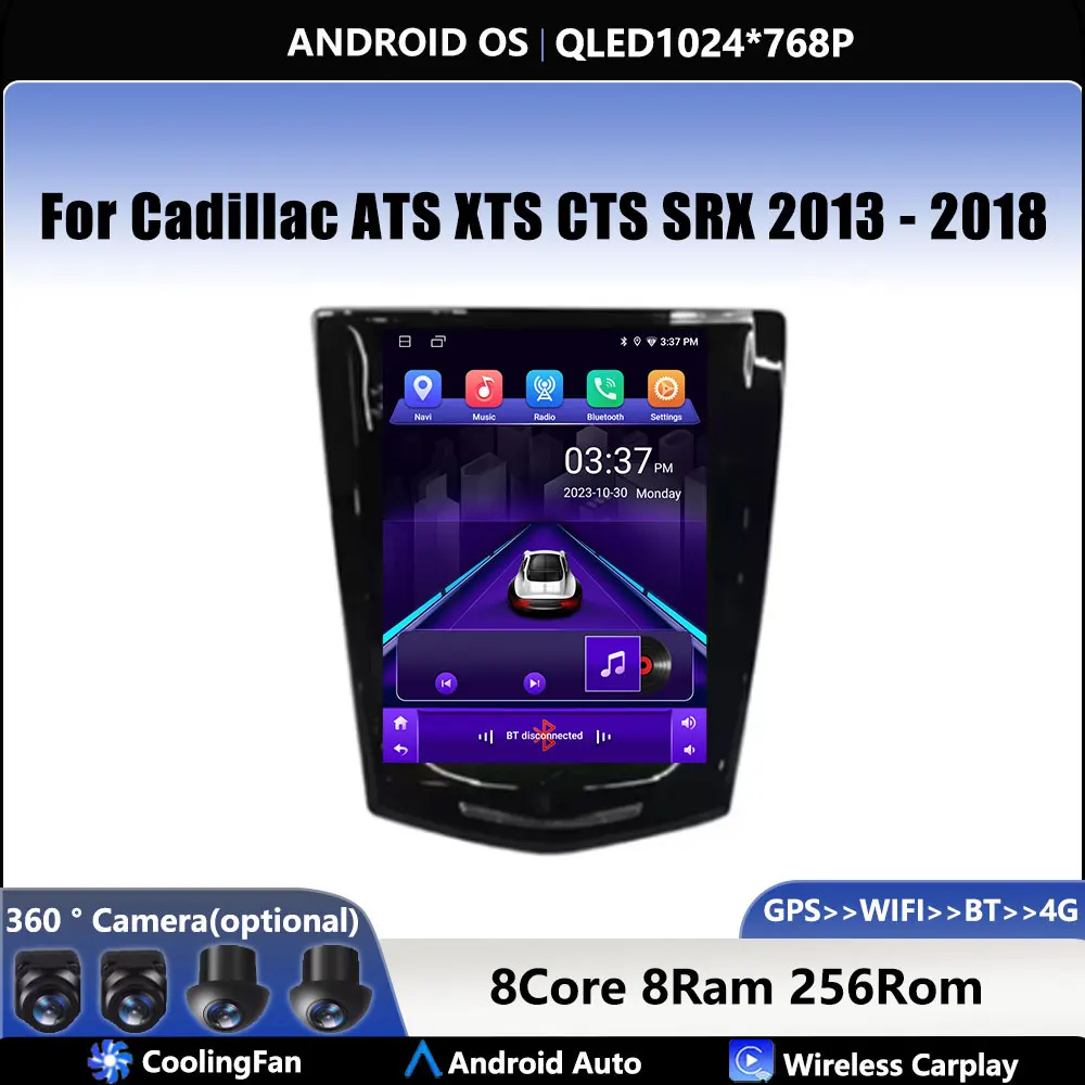 Android OS Carplay Auto For Cadillac ATS XTS CTS SRX 2013 - 2018 Car Radio Navigation GPS Multimedia Video Player DSP 4G AMI