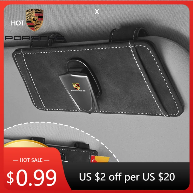 

Car Sticker For Porsche Cayman Cayenne 911 Macan Metal Leather Car Interior Glasses Clip Sunshade Storage Brace For Porsche Cay