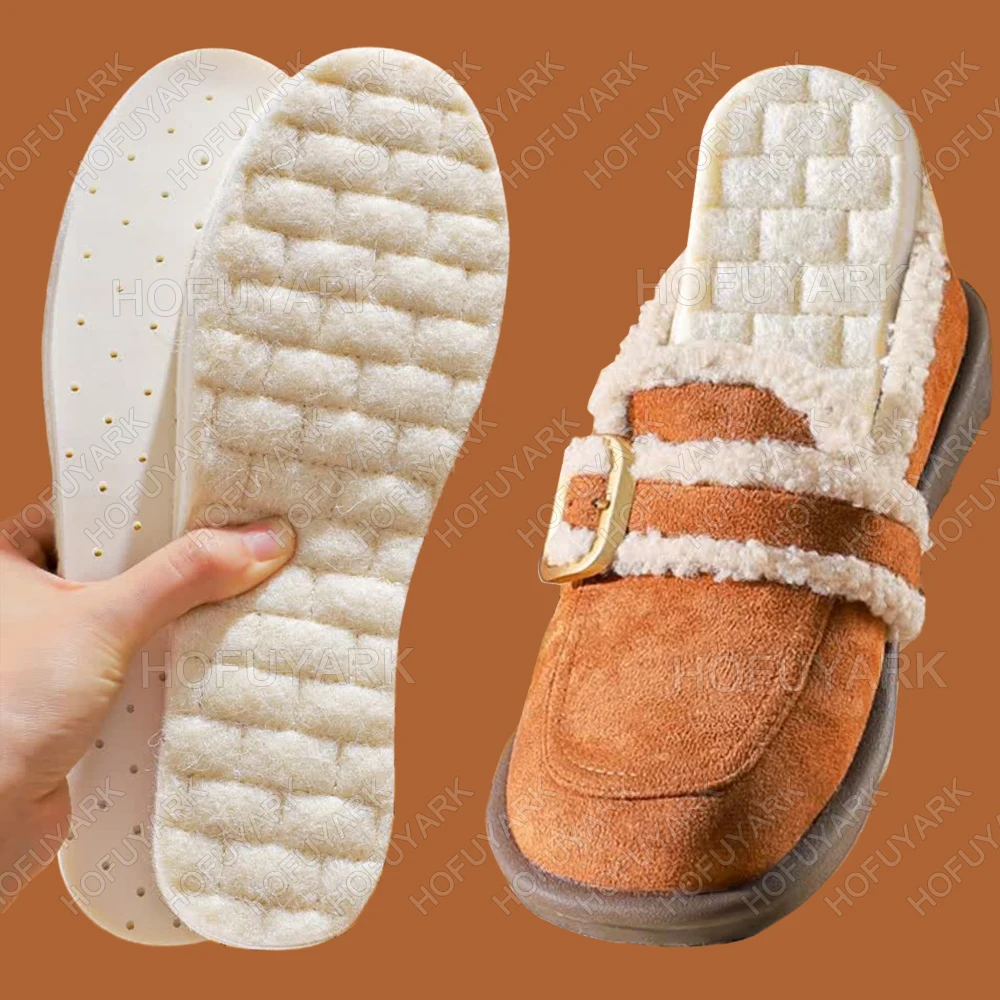 

Genuine Wool Latex Insoles for Shoes Man Woman Winter Feet Warmer Soles Soft Real Sheep Fur Insoles Snow Boots Thermal Shoe Pads