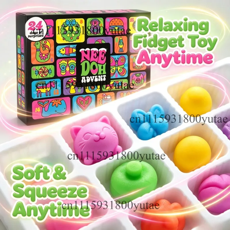 Christmas Advent Calendar Blind Box Needoh Nice Cube Squish Fidget Toy Sensory Stress Relief Anti‑Anxiety Xmas Gift