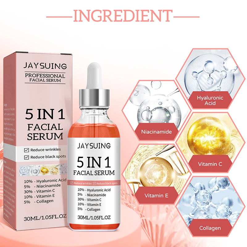 5 in 1 Facial Serum Hydrates and Moisturizes Skin Lifts and Tightens Light Spots Nourishes and Beautifies Skin