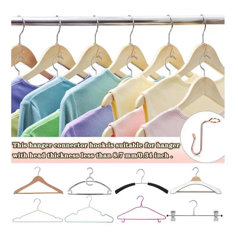 SEWS-50PCS Hanger Connector Hooks Hanger Extender Hooks Stable Clothes Hanger Connector For Clothes Hangers