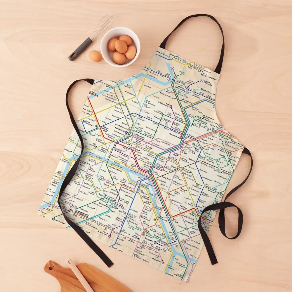 Paris City Metro Map, France Apron Cooking Clothes Kitchen Items Apron