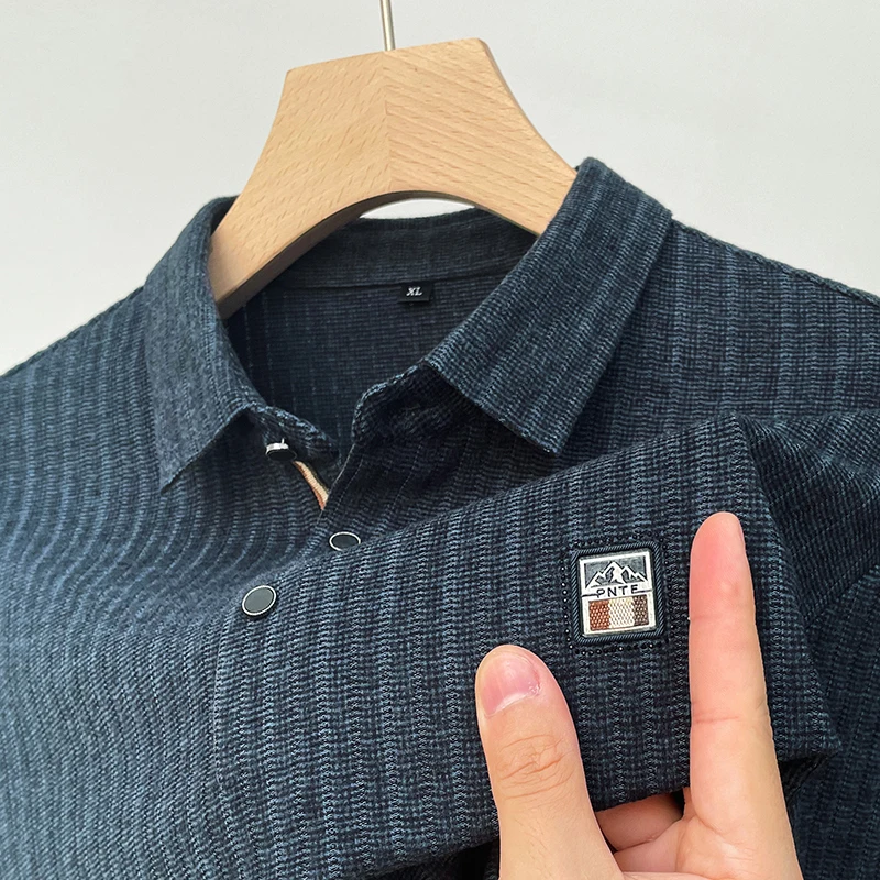 High end brand embroidered long sleeved polo shirt men's new fashion T-shirt 2023 Spring and Autumn lapel business casual top image 4