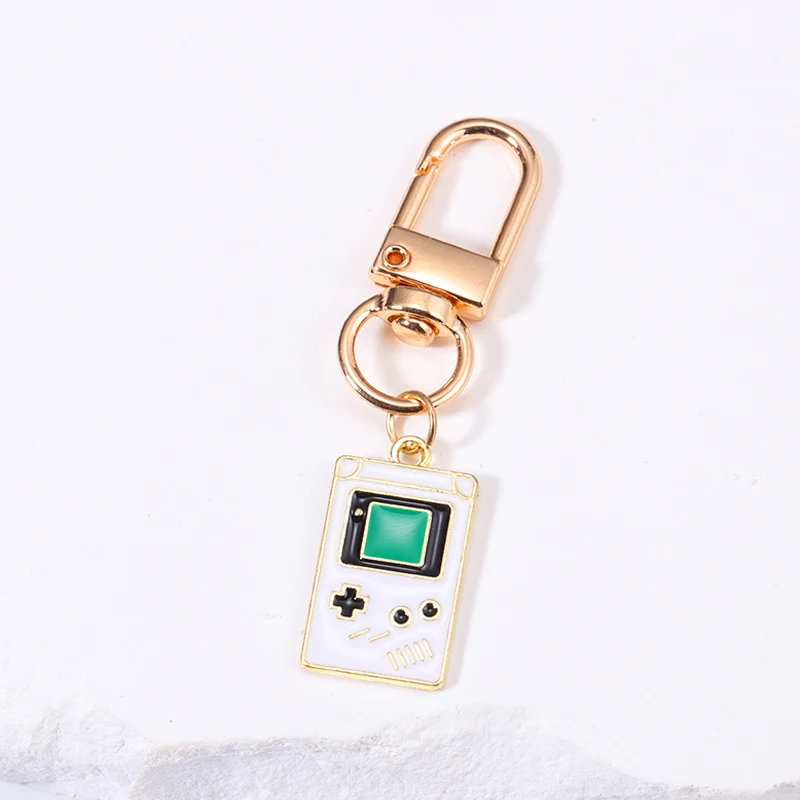 Retro Vintage Alloy Enamel Pendant Keychains Game Machine TV Keyrings Ornaments For Backpack Car Key Earphone Box Men Boys Gifts