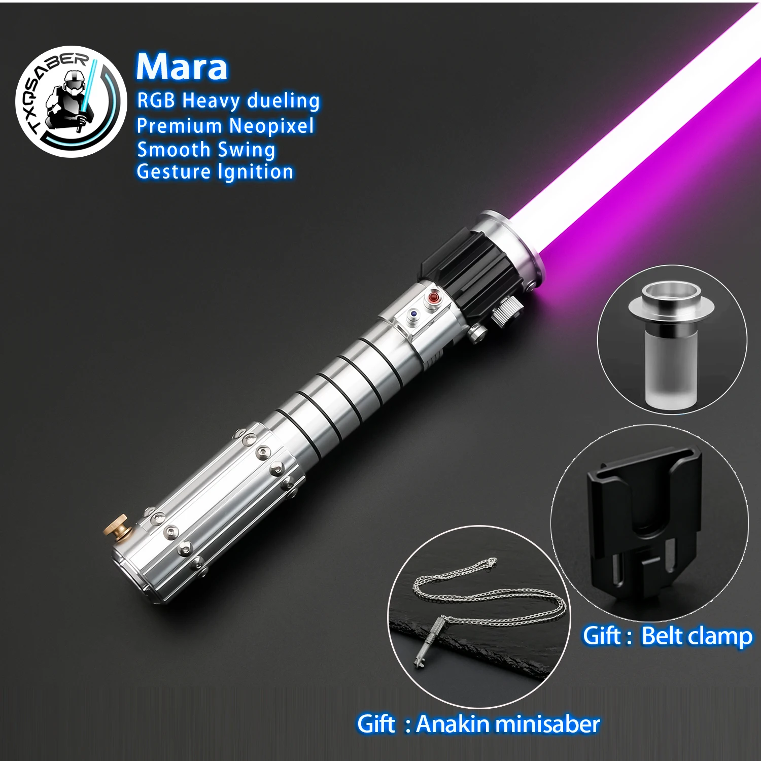 Txqsaber alta qualidade mara duelo pesado réplica sabre de luz metal punho proffie 2.2 espada snv4 neo pixel laser cosplay