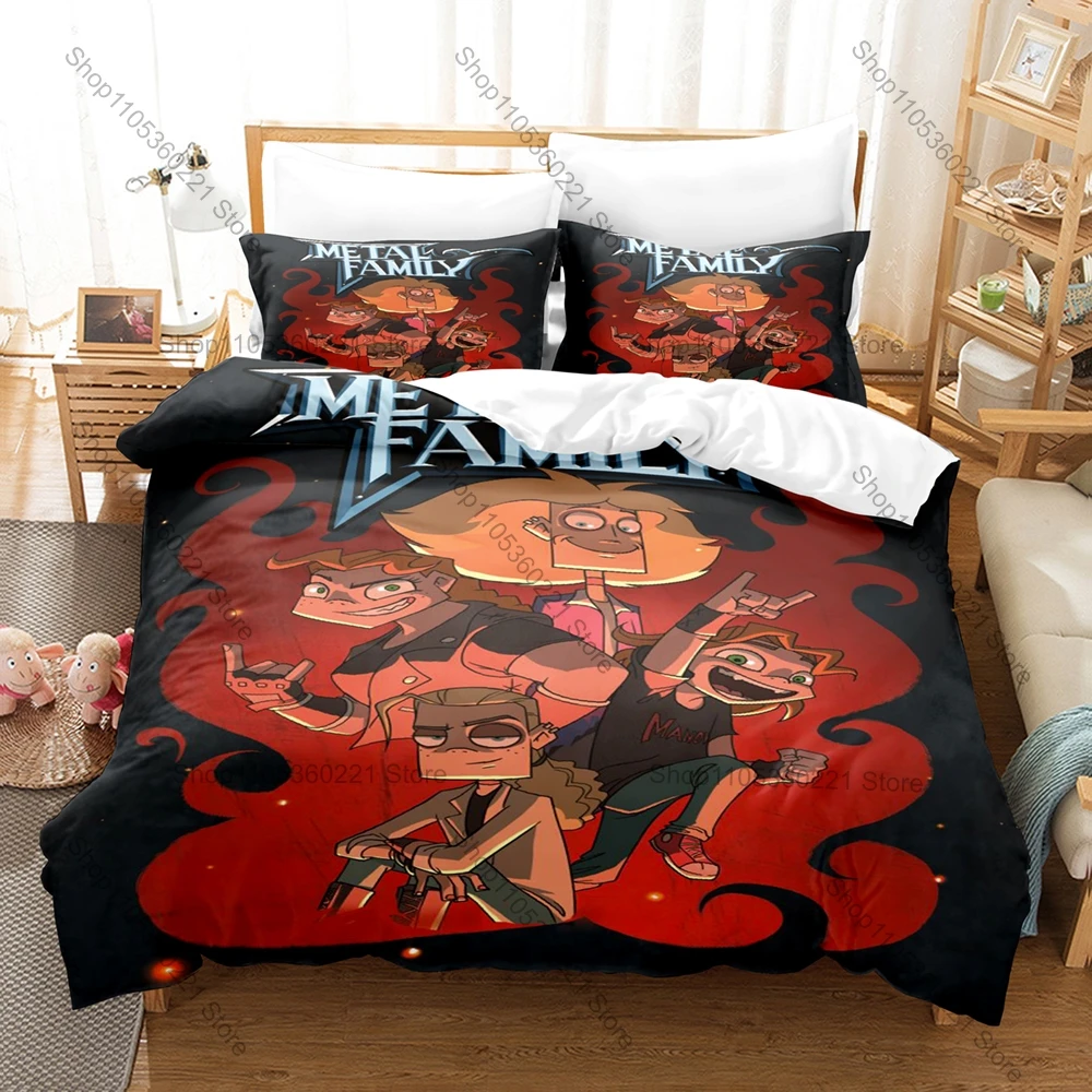 

Metal Family 3Pcs Bedding Set Cartoon Kpop Duvet Cover Pillowcase Bed Set Single Twin Full Queen King Size Home Bedroom Decor