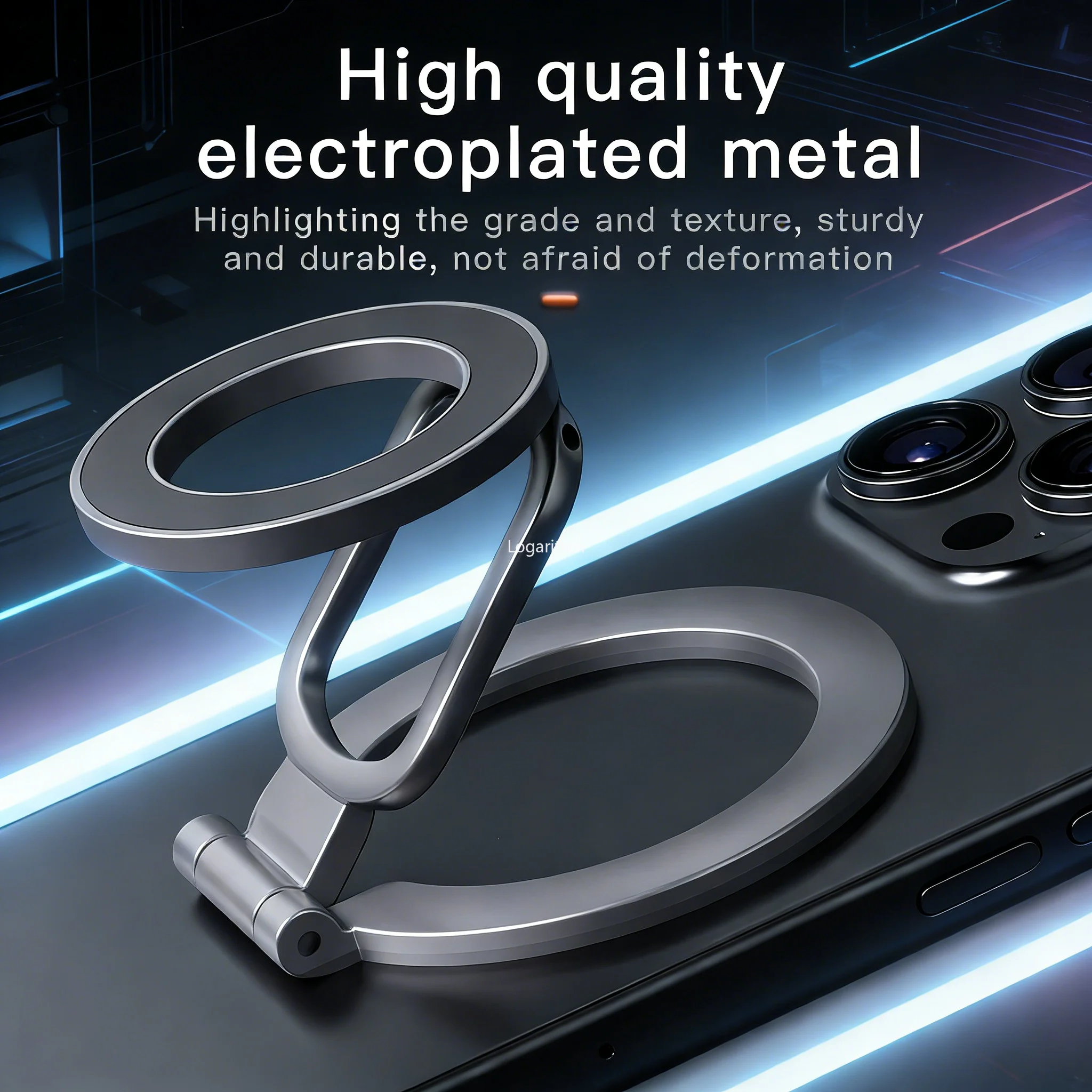 Double Sided Magnetic Mobile Phone Ring Holder Kickstand Magnet Grip For Magsafe iPhone 17 16 15 14 13 Samsung Car Holder Stand