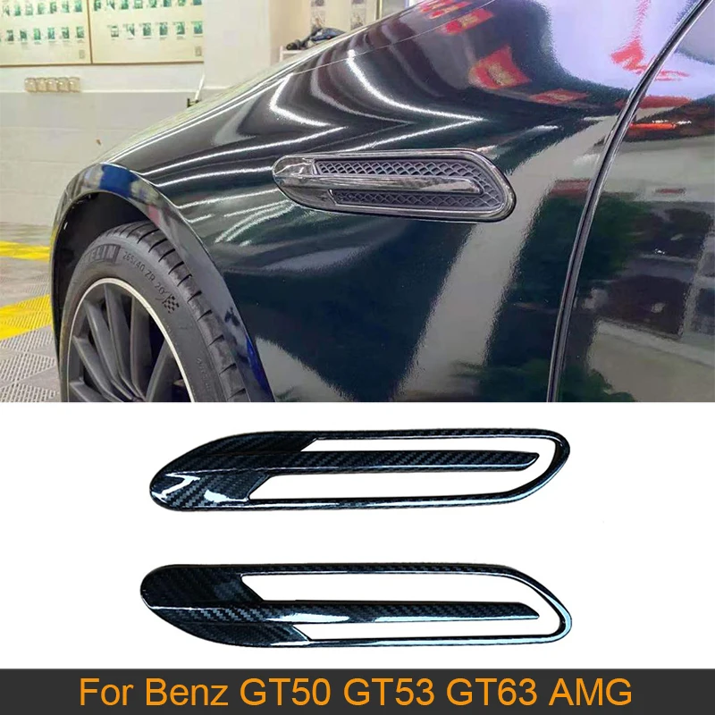 

Car Front Side Bumper Air Vent Covers Trims For Mercedes-Benz GT50 GT53 GT63 AMG 4 Door 2019 Side Air Vent Trims Carbon Fiber
