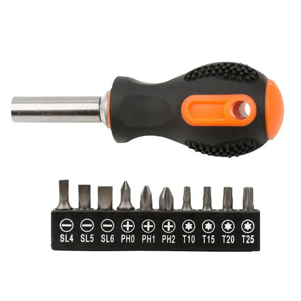 

Screwdriver And Bit Set 1/4inch Screwdriver Handle With 10pcs Screwdriver Bit Cross Trox Magnetic Screw Drive Hardware Tool