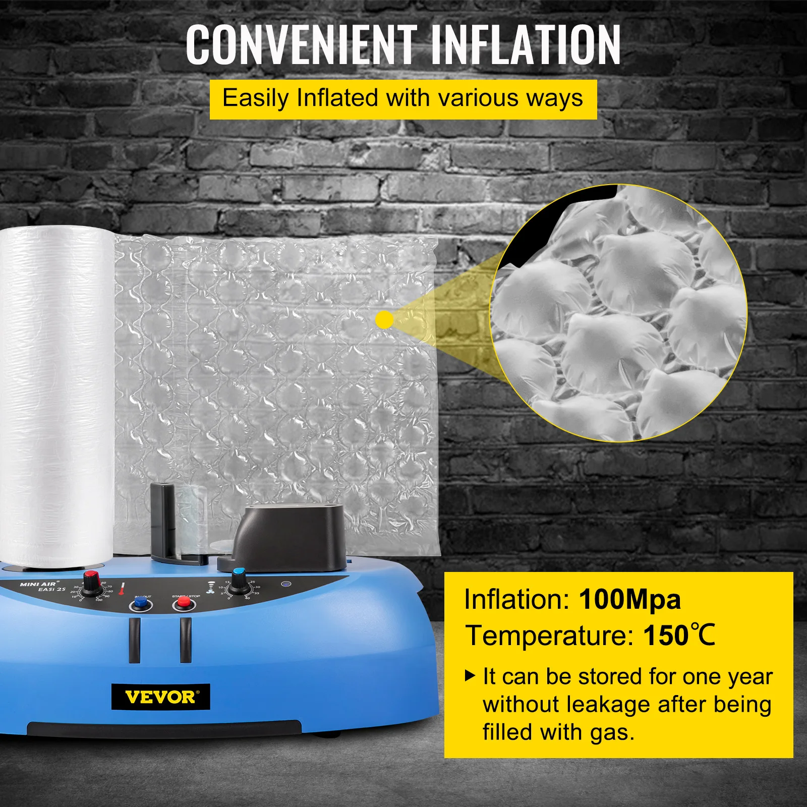 Imagem -05 - Vevor-shockproof Air Cushion Wrap Rolls Air Cushion Film Não Inflado Bolha Embalagem Amortecimento Wrap Rolls 984ft