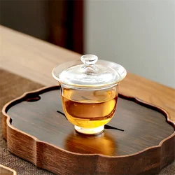 80ML Transparent High Borosilicate Glass Gaiwan Tea Cover Bowl Tea Cup and Lid Heat Resistant Small Teacup Kung Fu Tea Set Acces