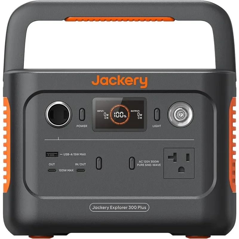 

Jackery Explorer 300 Plus Portable Power Station, 288Wh Backup LiFePO4 Battery, 300W AC Outlet, 3.75 KG Solar Generator for RV