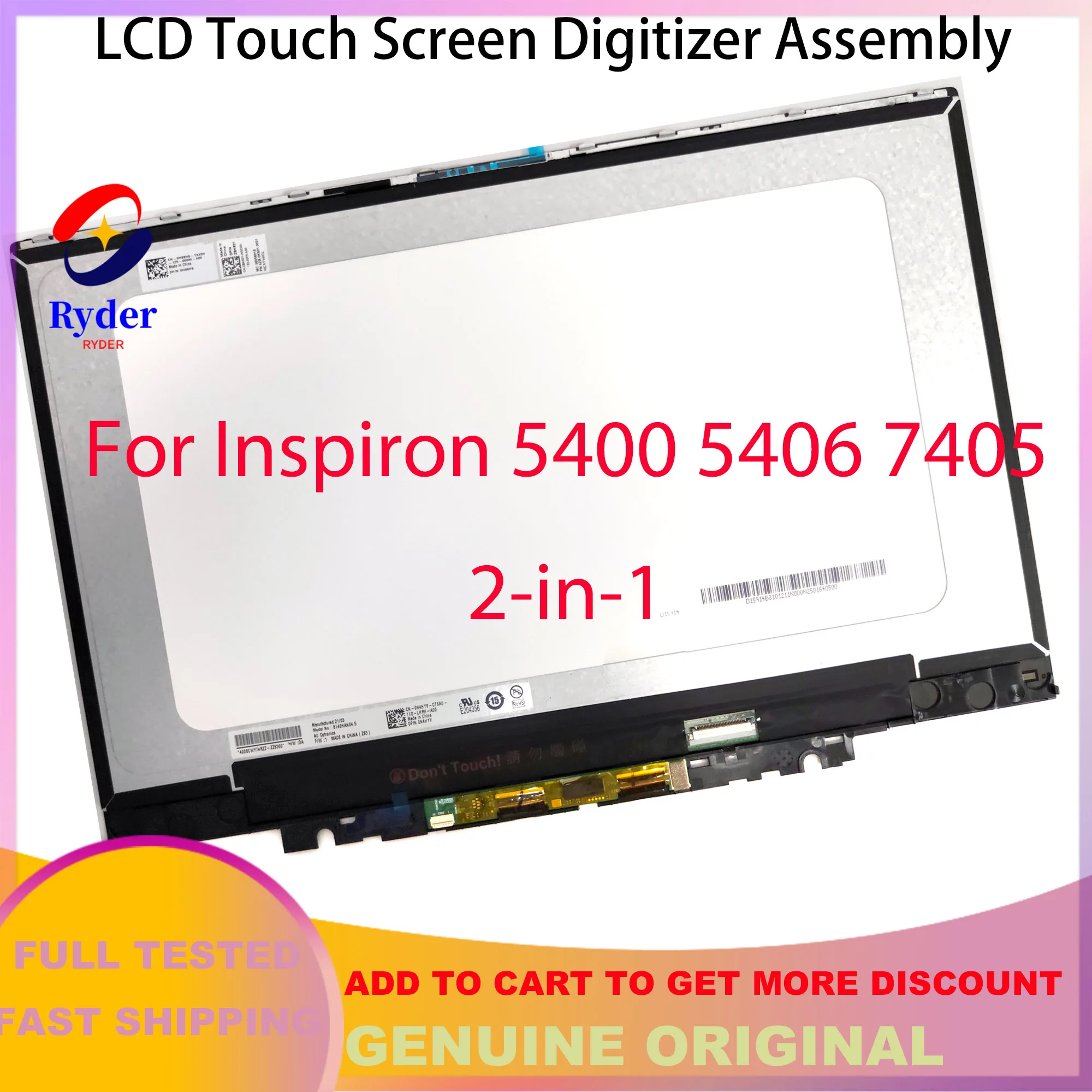 

14.0 Inch FHD LCD Touch Screen Digitizer Replacement Assembly For Dell Inspiron 5400 5406 7405 2-in-1 P126G P126G001 N140JCA-EEL