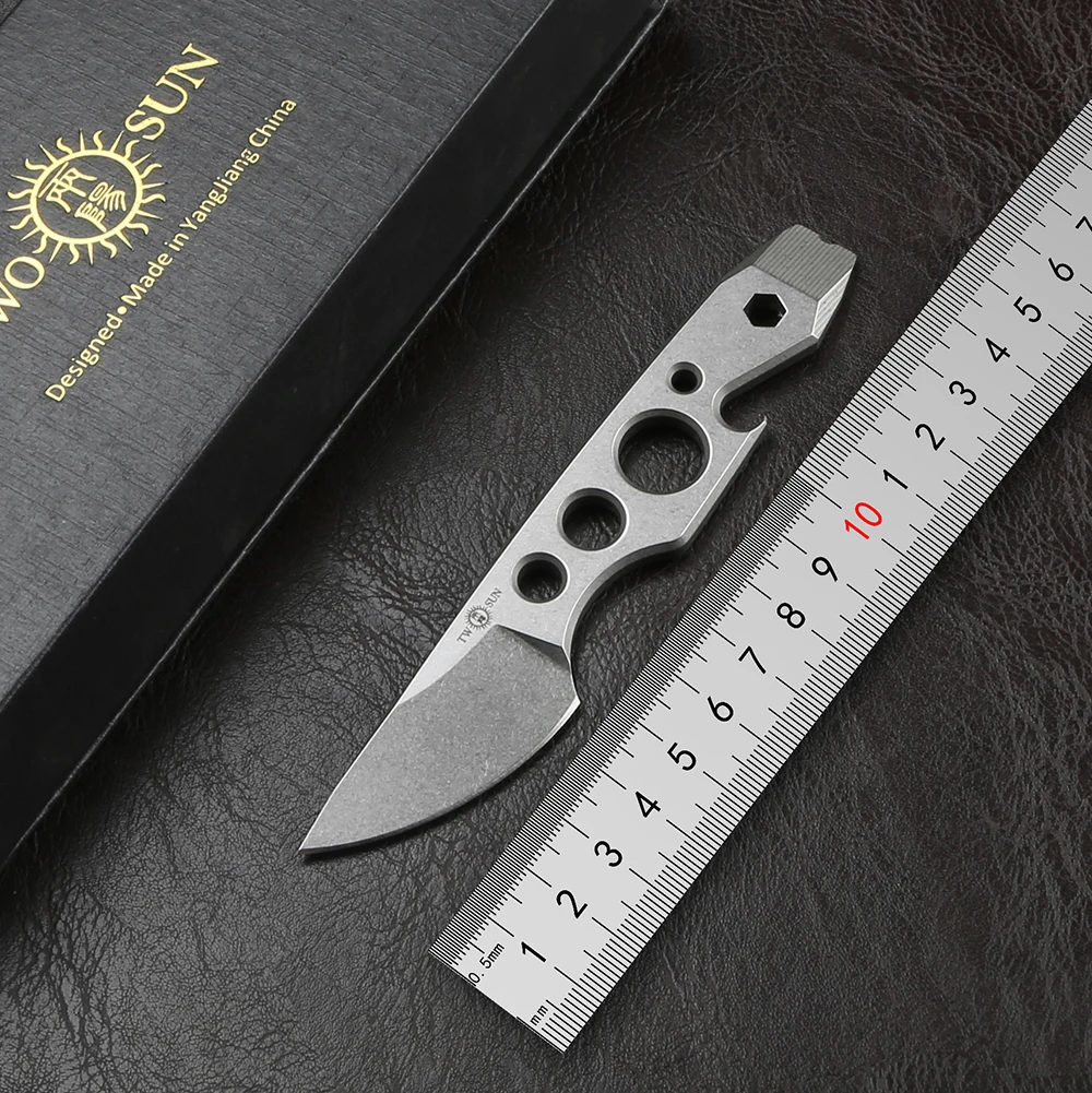 TWO SUN TS238 Fixed Blade Knife D2 Hunting Straight Knife KYDEX Sheath Camping Survival Outdoor Knives EDC Tool