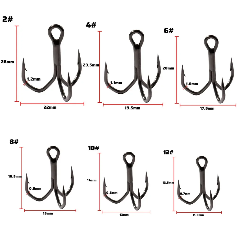 25PCS Treble Hooks 2#-12# Fishhooks Sharp Angle Barbed High Strength Nickel Antirust Sea Pesca Lure Fishing Tackle Fish Hook