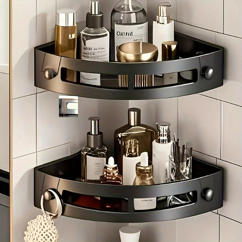 

Triangular Bathroom Shelf, Nail-Free Bathroom Kitchen and Bathroom Triangular Shelf, Wall-Mounted Corner Shelf for Bathroom