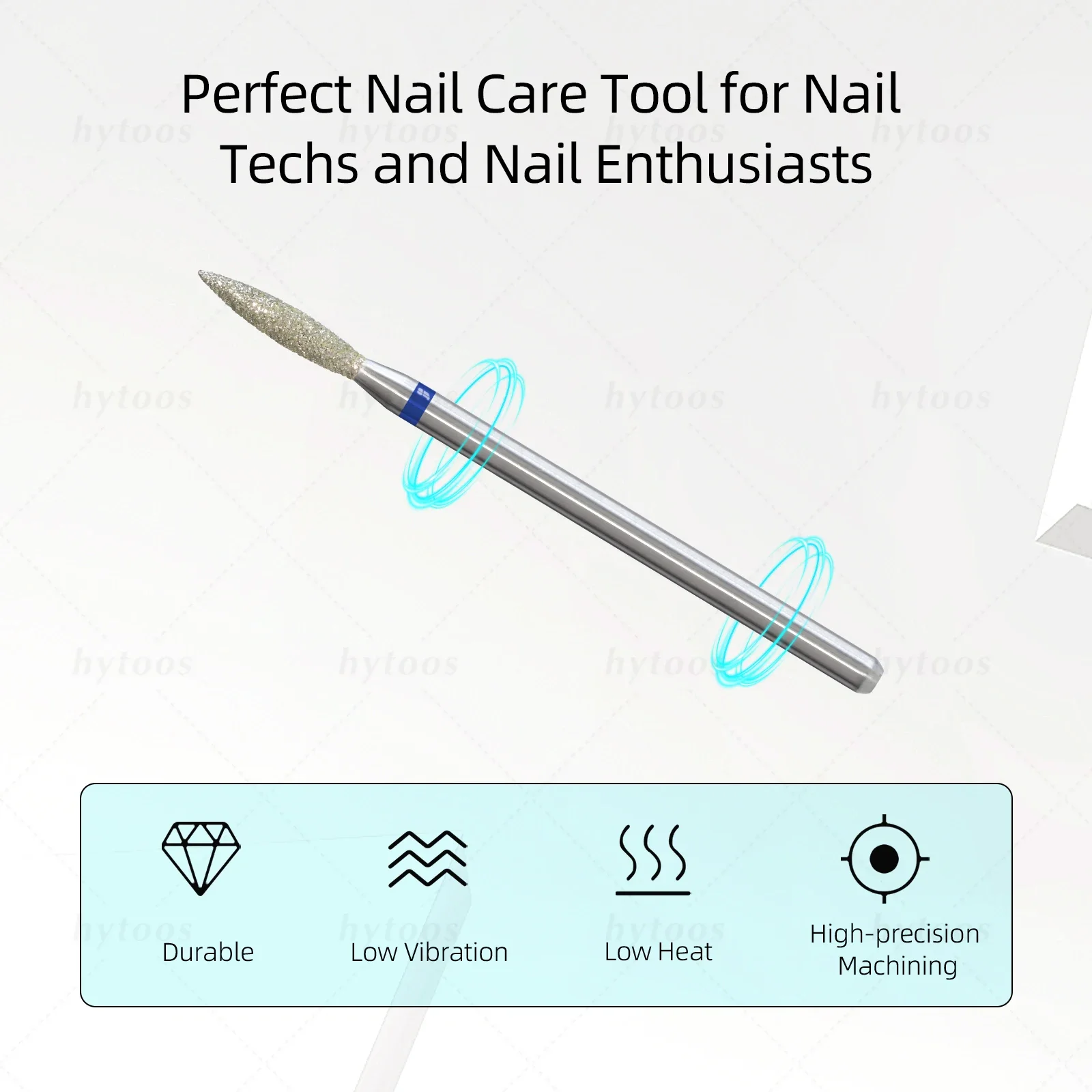 HYTOOS Flame Diamond Nail Drill Bits Professional Cuticle Remover for Dead Skin Cleaning Salon & Home Use Manicure Prep Tools
