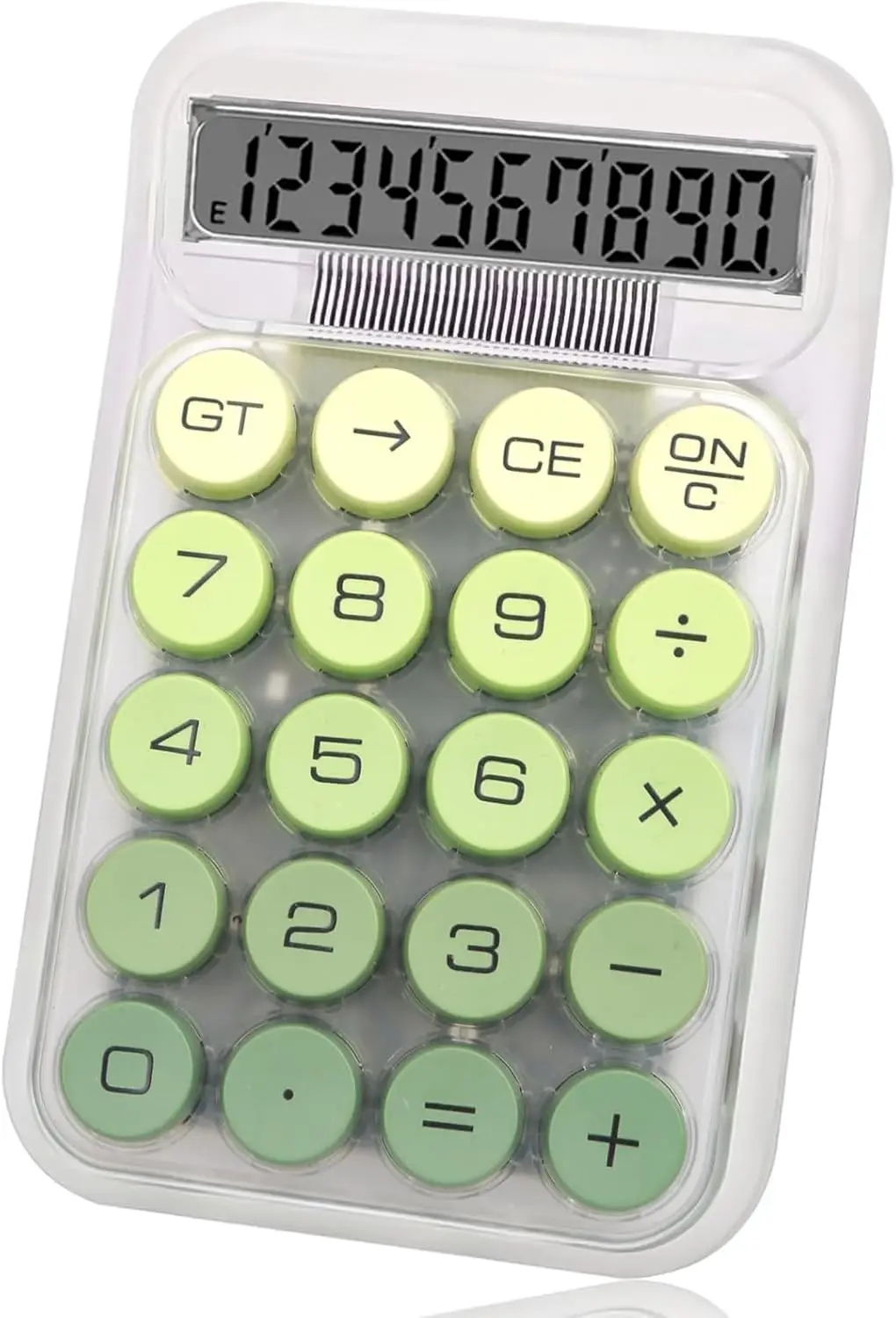 

Mechanical Switch Calculator with Big Buttons, 10-Digit LCD Display, Battery Powered for School Home Office Use (Green)