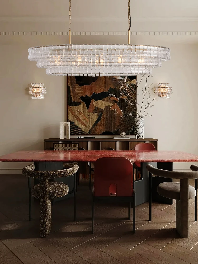 Murano Series Gold Silver Oval Round Dimmable LED 2026 Chandelier Hanging Lamps Suspension Luminaire Lampen For Dinning Room