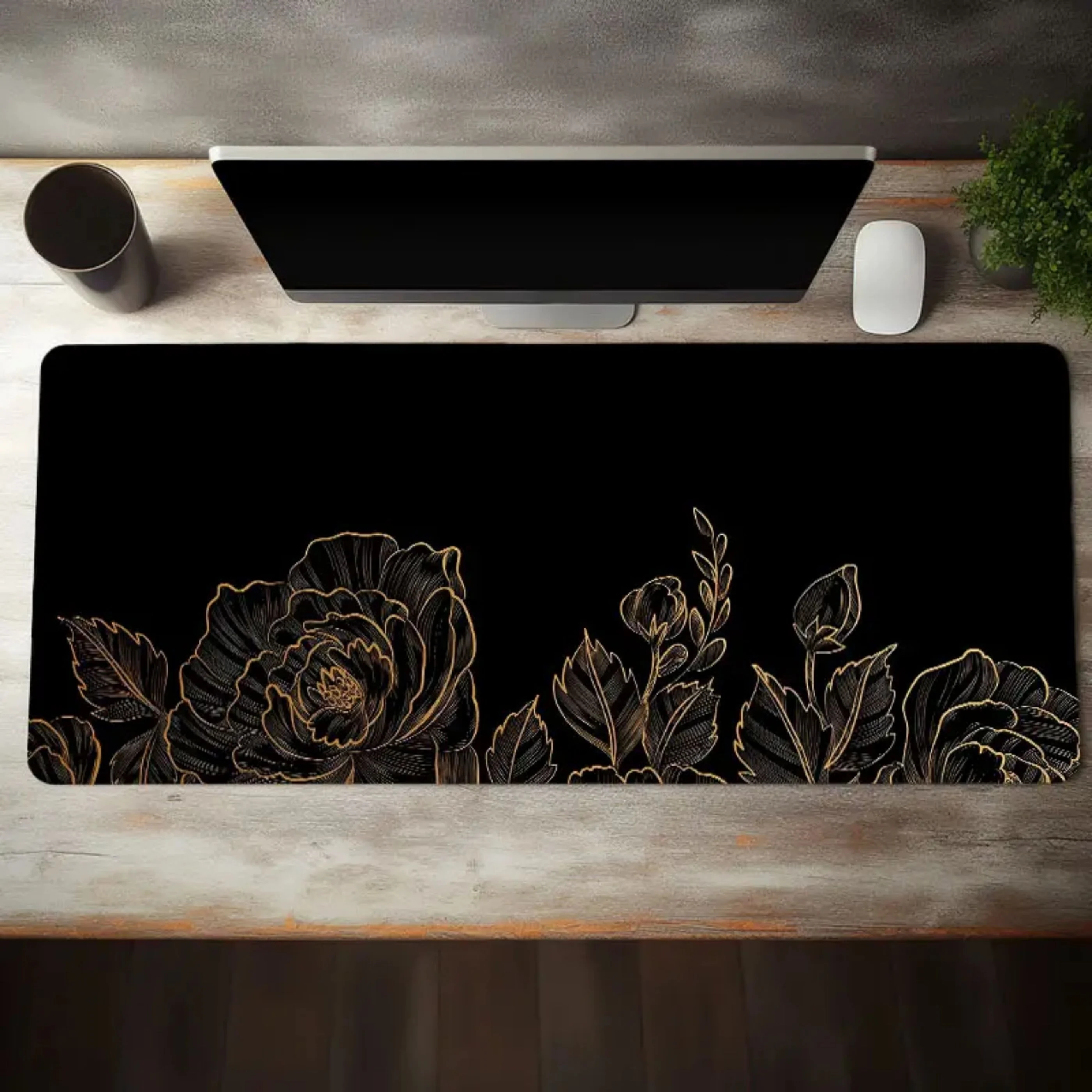 

Large Black Lotus Pattern Anti-slip Rubber Mouse Pad, Gaming Mouse Pad,stitched Edges,suitable for Desktop and Computer Keyboard