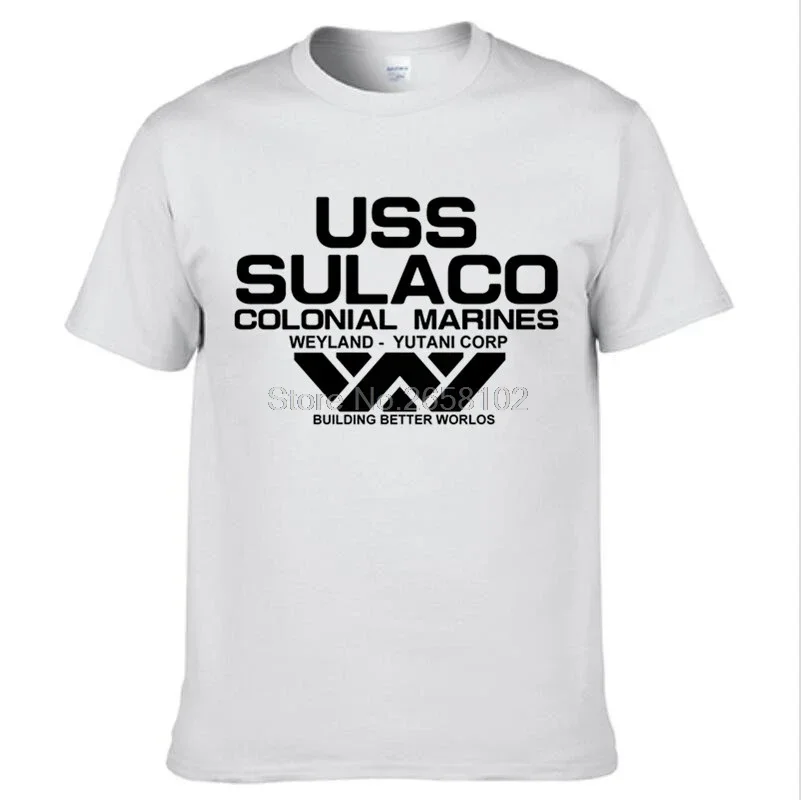 Fashion USCSS Nostromo T-Shirts Alien USS Sulaco Colonial Marines Aliens Off World Short Sleeve Tshirt Men O Neck Tee Shirt