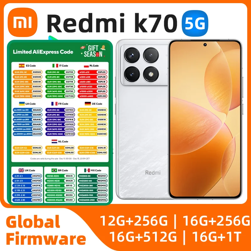 Xiaomi Redmi K70 5g Smartphone Snapdragon 8 Gen 2 2K 6,67 Zoll 50MP 120W Ladegerät 5000mAh Xiaomi HyperOS Original gebrauchtes Telefon