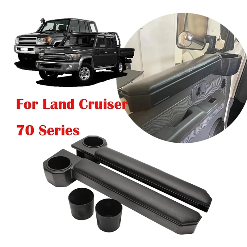 Black Car Cup Holder Door Armrest Organizer Trim For Toyota Land Cruiser 70 Series LC70 75 76 78 79 FJ78