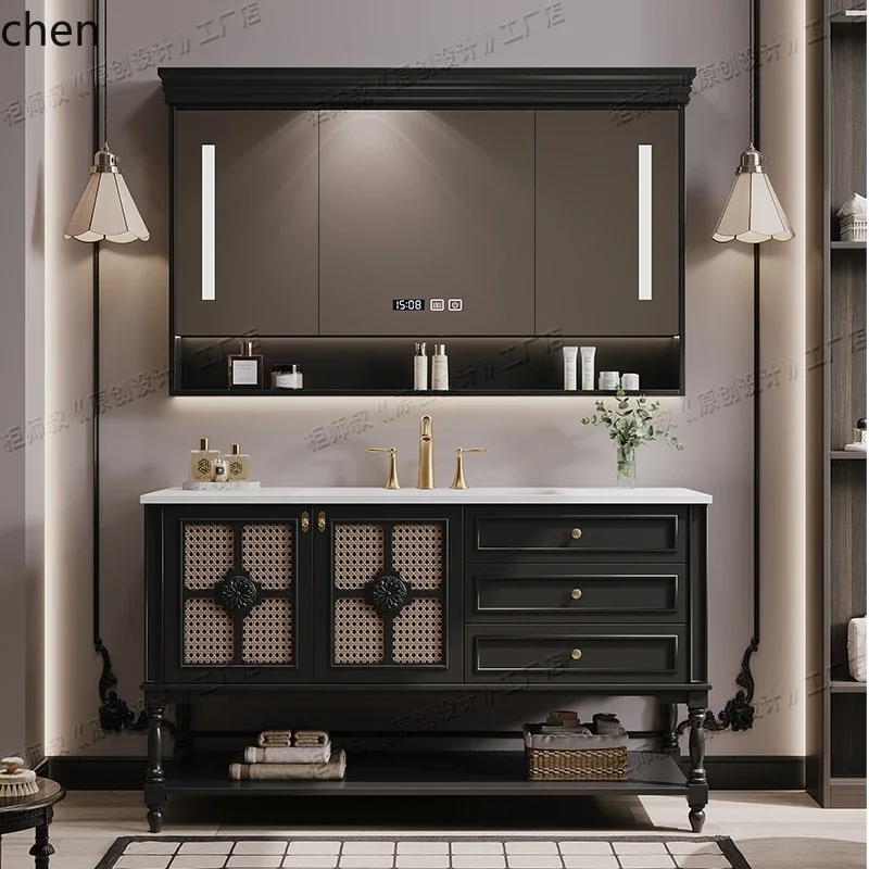 O9.7- bathroom cabinet combination rock slab hot bending integrated basin toilet washbasin floor type
