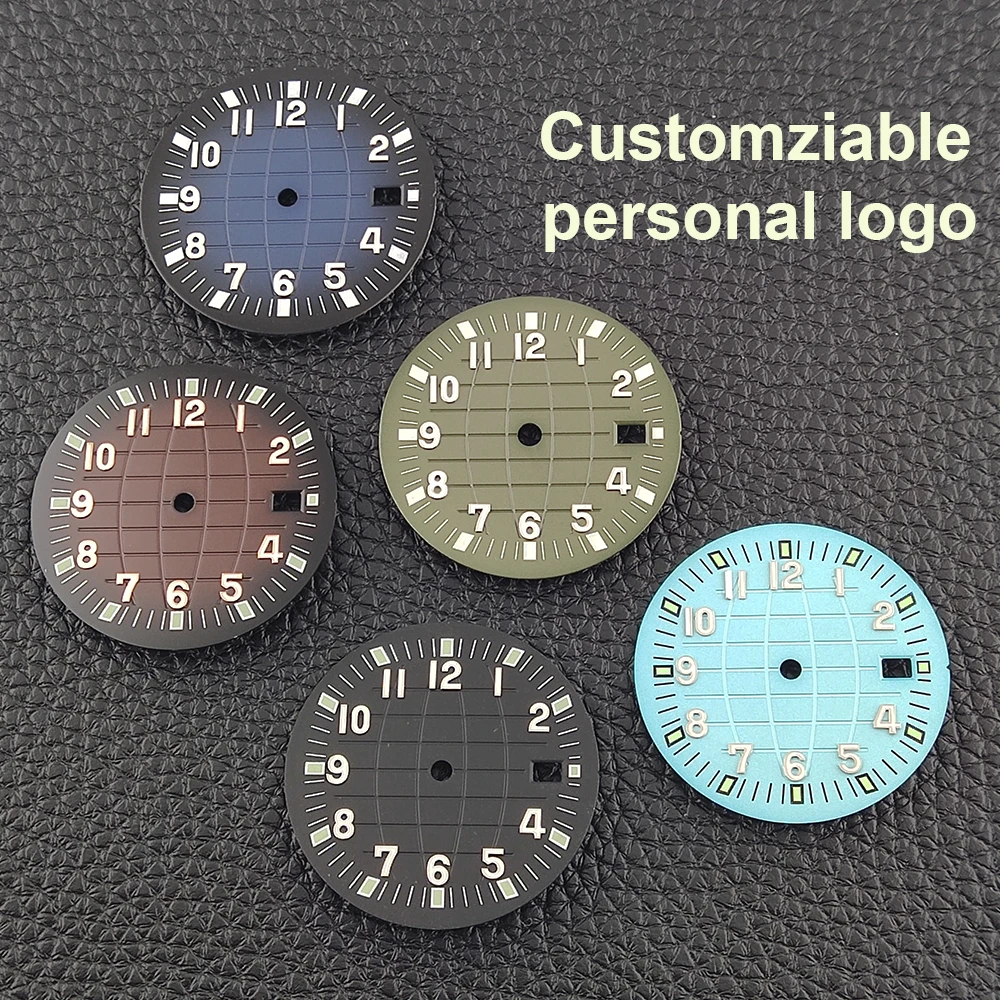 

Циферблат часов 31,5 мм, циферблат nh35 C3, зеленый светящийся одинарный календарь, стерильный циферблат, подходит для механизмов nh35/nh36/nh70/nh38/nh72