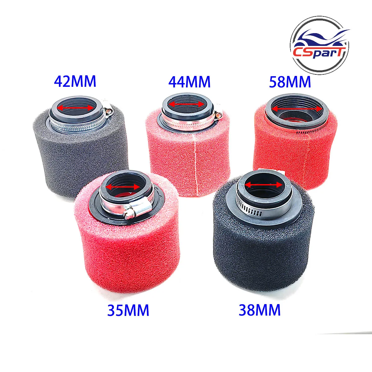Filtre à air en mousse à col droit, éponge nettoyante pour cyclomoteur scooter D343 Pit Bike moto Kayo BSE rouge 32mm 35mm 38mm 42mm 44mm 58mm