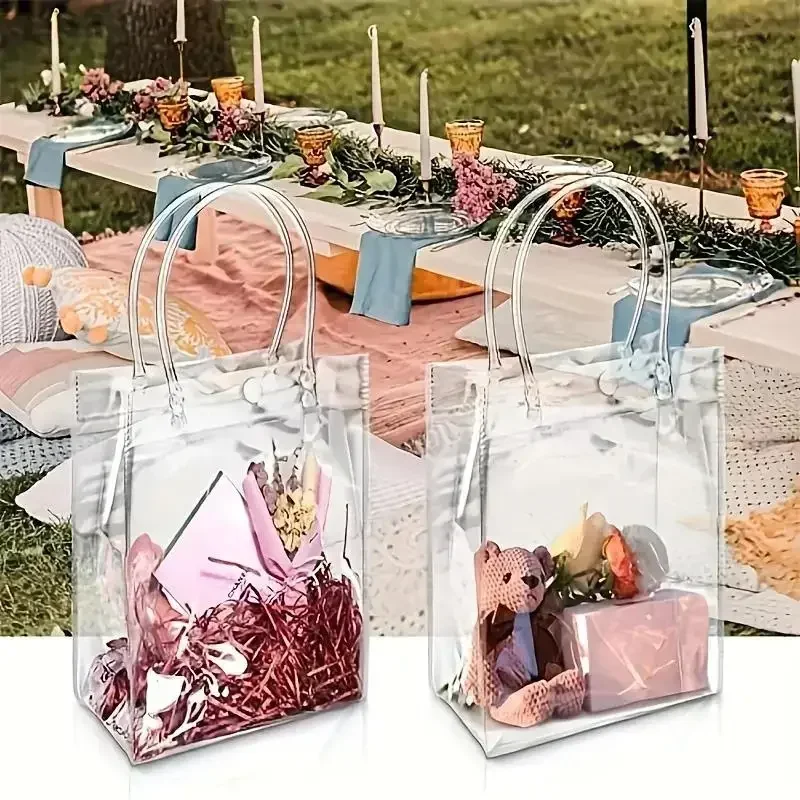 10/20 transparent gift bags with handles for weddings, birthdays, parties, candy, gift packaging, reusable tote bags for Christm image 6