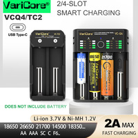 VariCore VCQ4 4-slot Intelligent Battery Charger Portable for 3.7V Lithium 18650 26650 21700 18500 18350 1.2V NI-MH Ni-Cd AA AAA