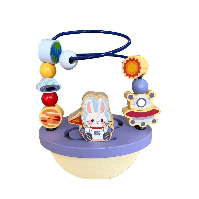 ของเล่นไม้เสริมพัฒนาการเด็ก ตัวต่อลูกปัดการ์ตูน ฝึกทักษะการใช้มือและพัฒนาสมอง