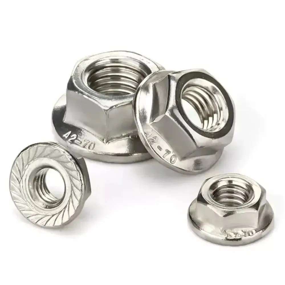 140-piece set of M3-M12 stainless steel hex flange nuts, flange nuts, machine parts, home repair, outdoor construction.